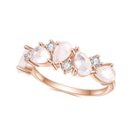 Rose Gold Moonstone Ring with Teardrop Stones - Minerva Jewelry