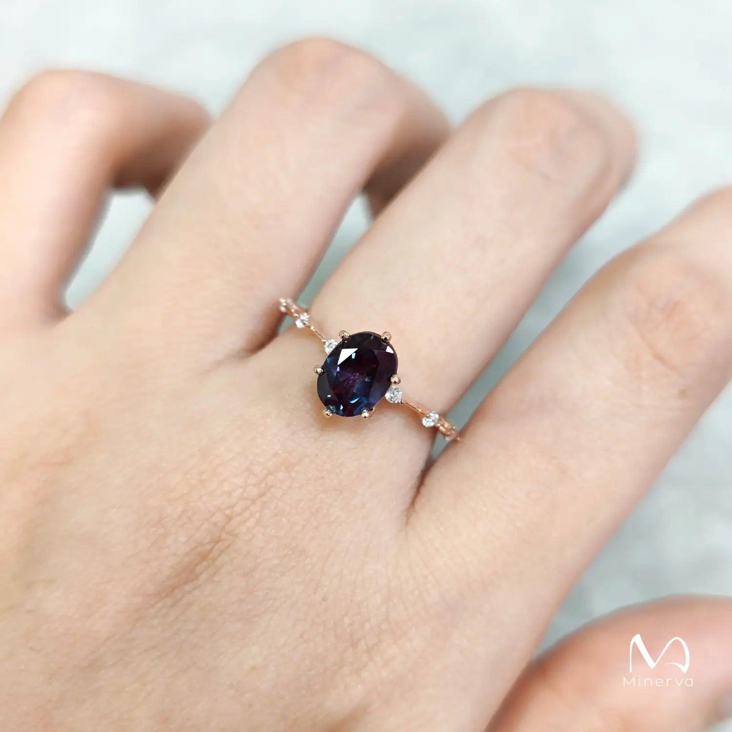 Lyra Radiant Alexandrite Engagement Ring