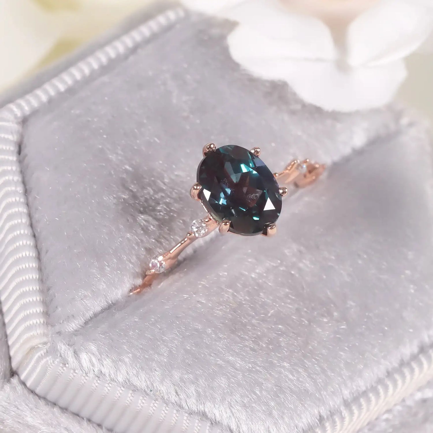 Lyra Radiant Alexandrite Engagement Ring