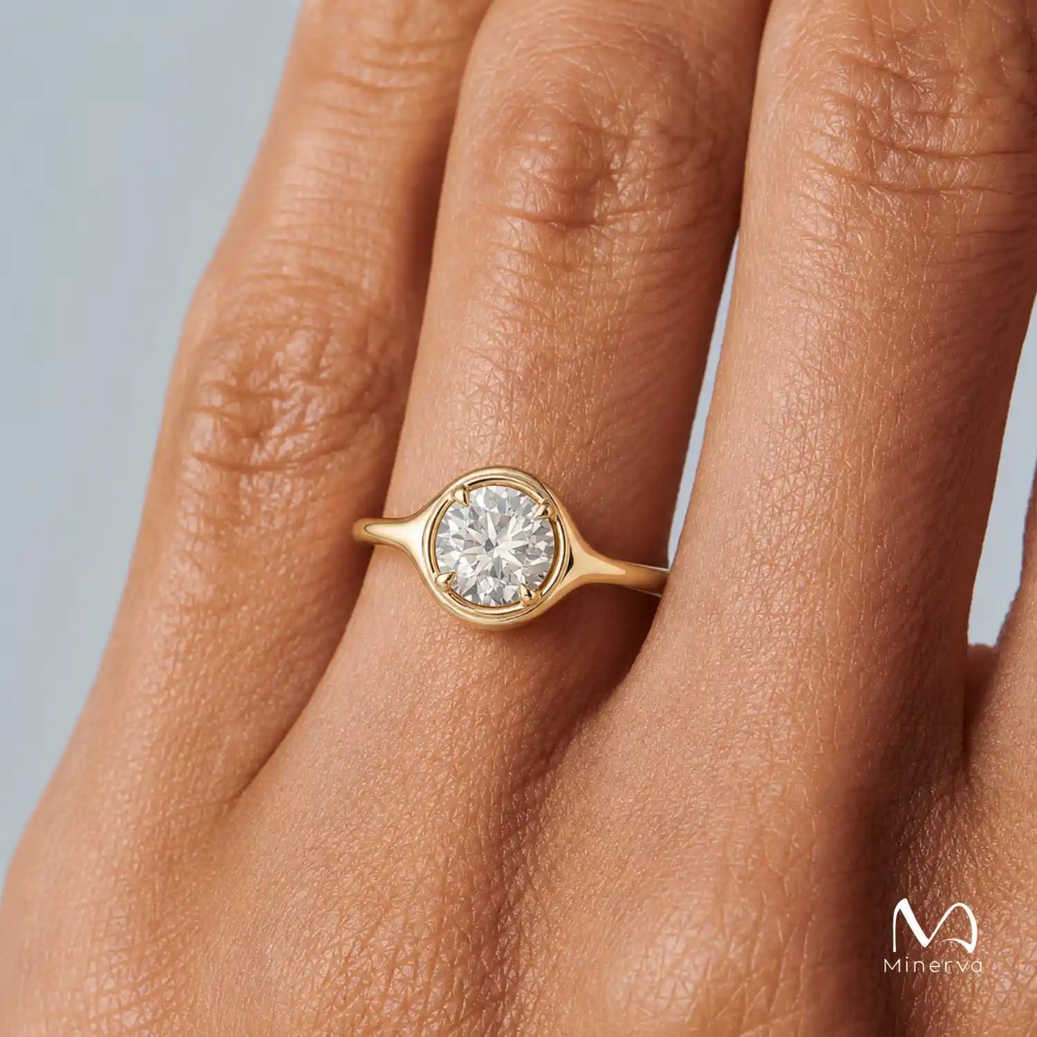 Round Moissanite Ring Lightframe Gold – The Poise