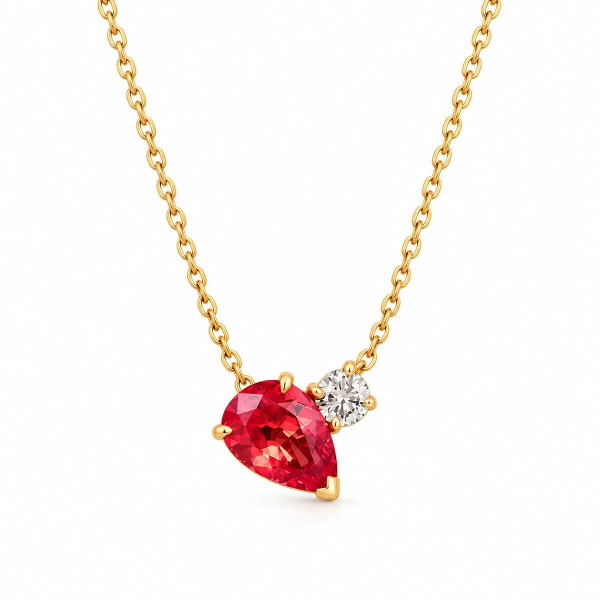 Pear Lab-Grown Ruby Two-Stone Necklace