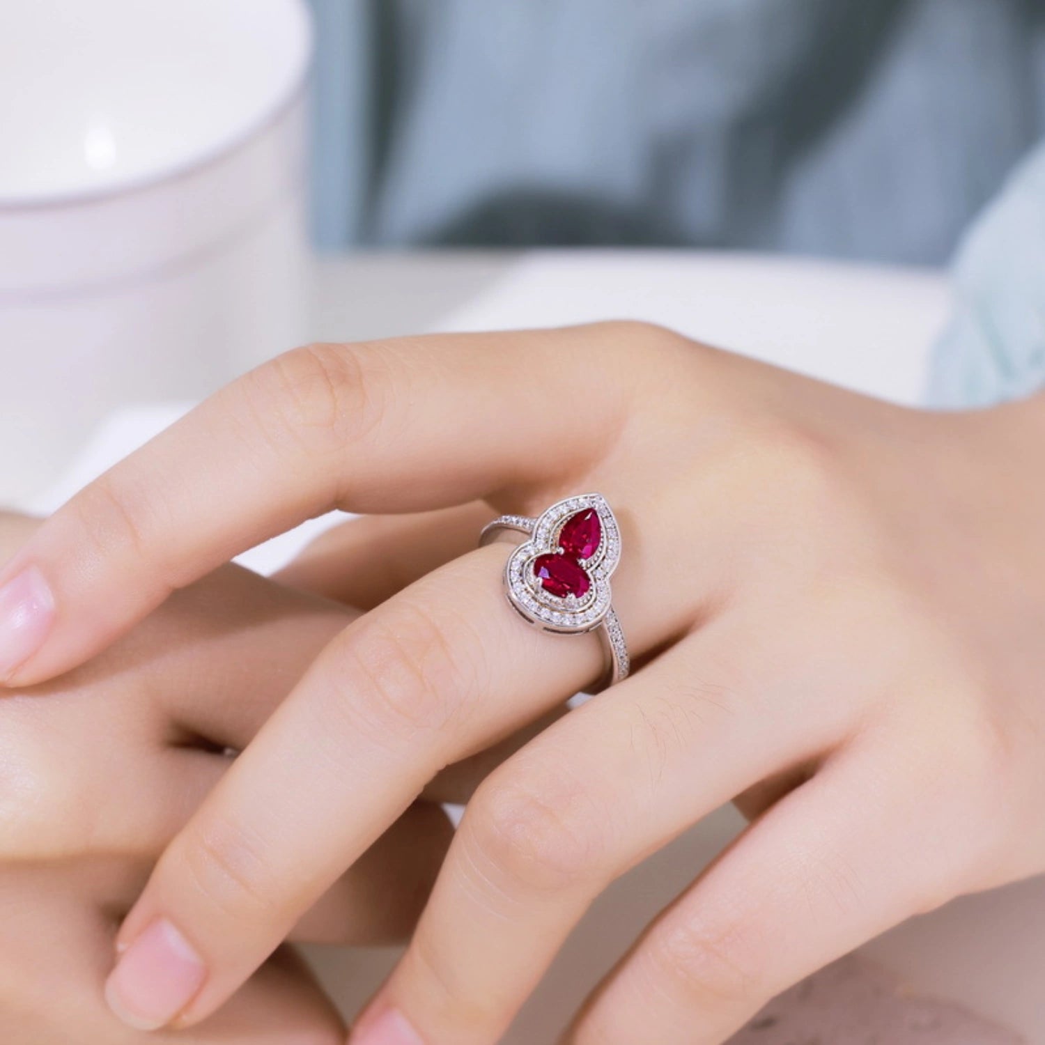 Ruby Pendant Ring – Double Gourd Fortune