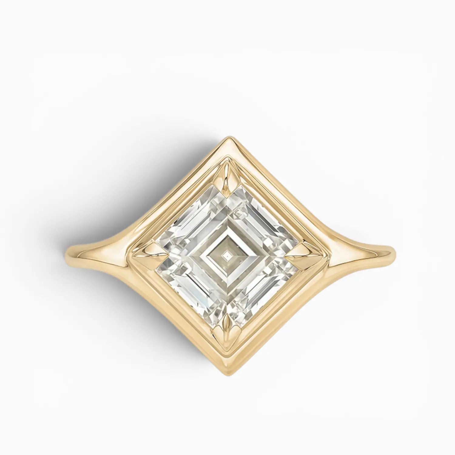 Square Moissanite Ring Lightframe Gold – The Centre