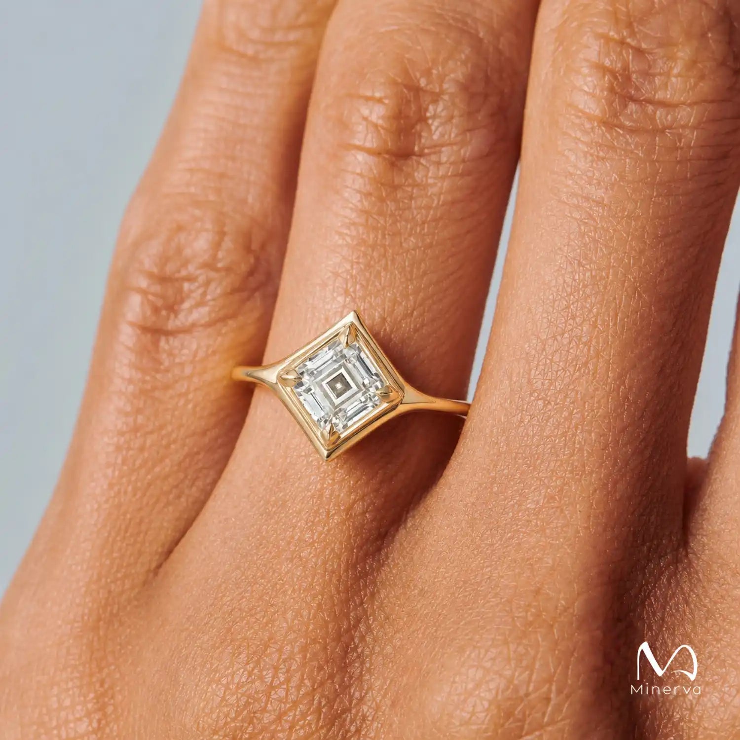 Square Moissanite Ring Lightframe Gold – The Centre