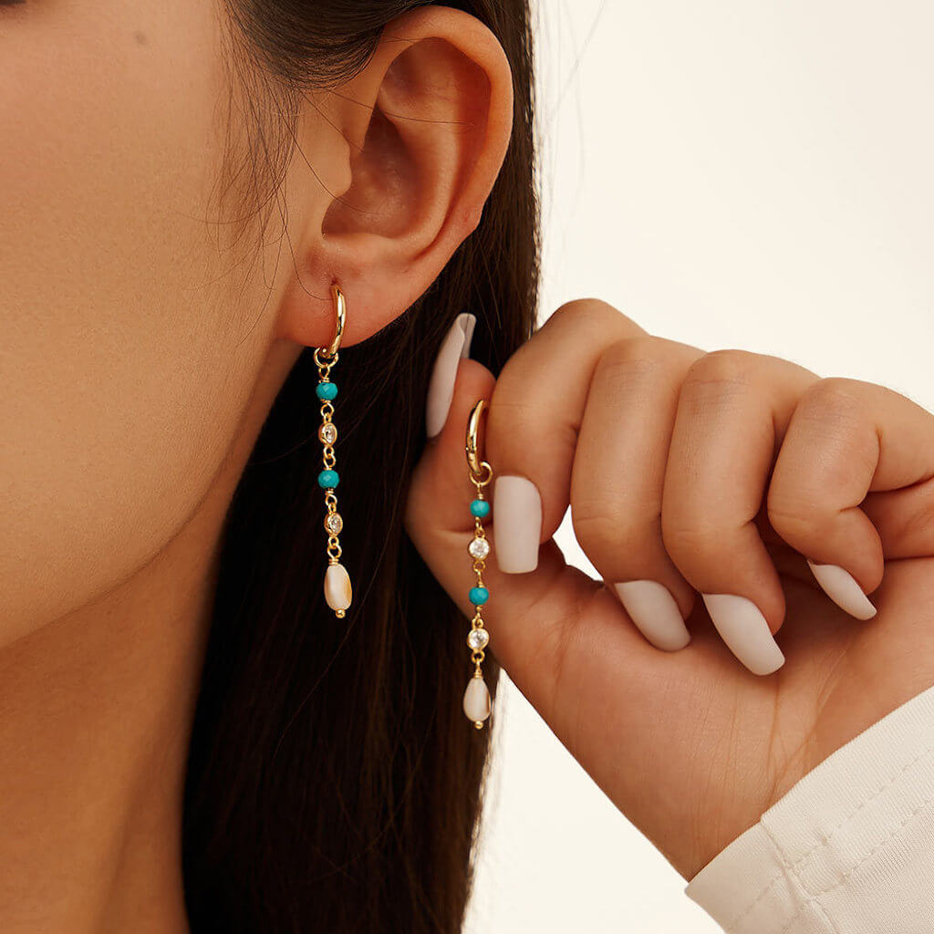 Turquoise Beaded Earrings - Minerva Jewelry