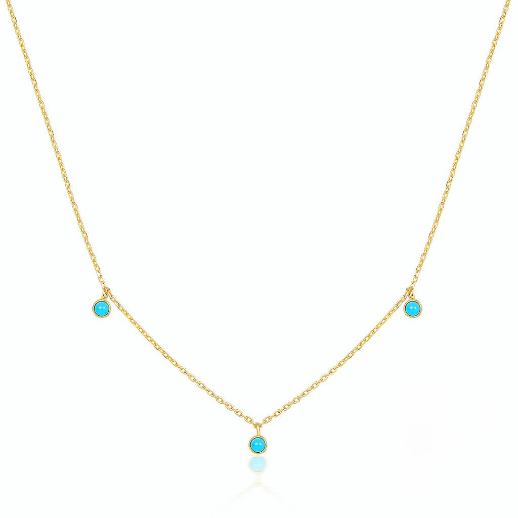 Turquoise Dainty Necklace 14kt Yellow Gold Vermeil- Minerva Jewelry