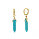 Turquoise Drop Earrings With Sterling Silver Hooks 14kt Yellow Gold Vermeil- Minerva Jewelry