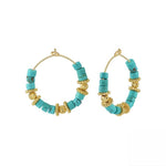 Turquoise Earring Hoops 14kt Yellow Gold Vermeil- Minerva Jewelry