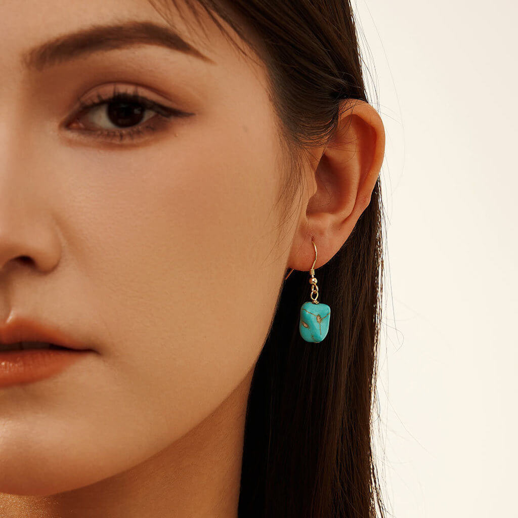 Turquoise Earrings In Gold - Minerva Jewelry