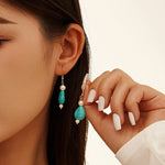 Turquoise Earrings In Teardrop Shape - Minerva Jewelry