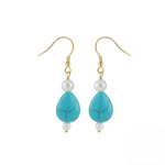 Turquoise Earrings In Teardrop Shape 14kt Yellow Gold Vermeil- Minerva Jewelry