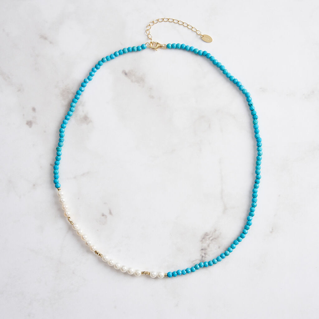 Turquoise Necklace Beads With Pearl - Minerva Jewelry