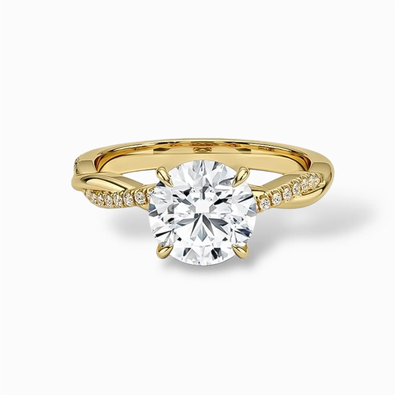 Round Moissanite Ring with Twisted Band