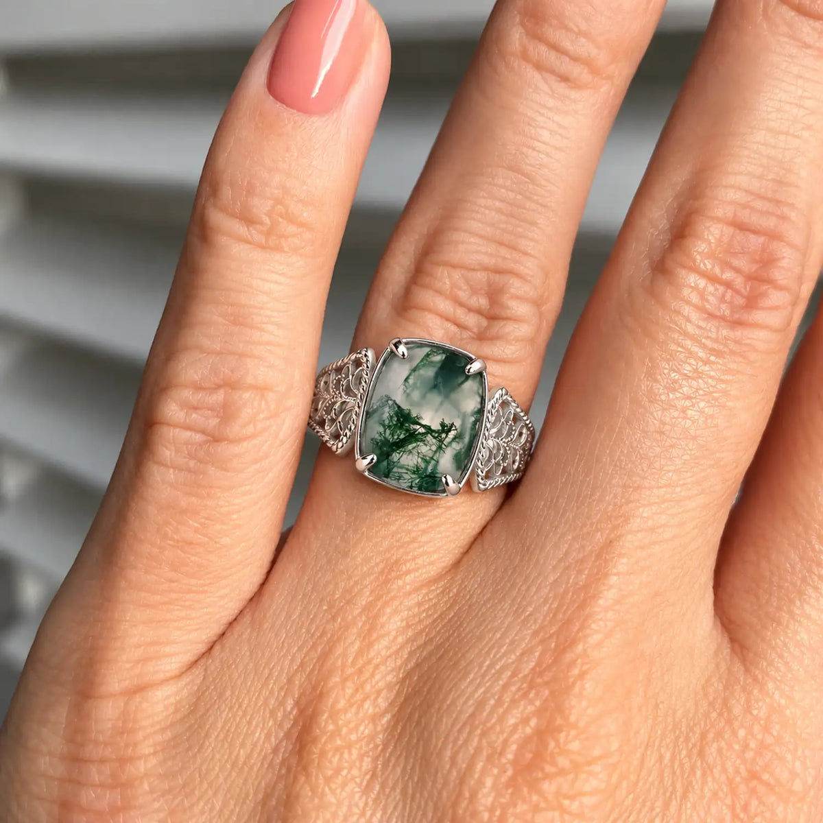 Vintage Moss Agate Ring - Angel