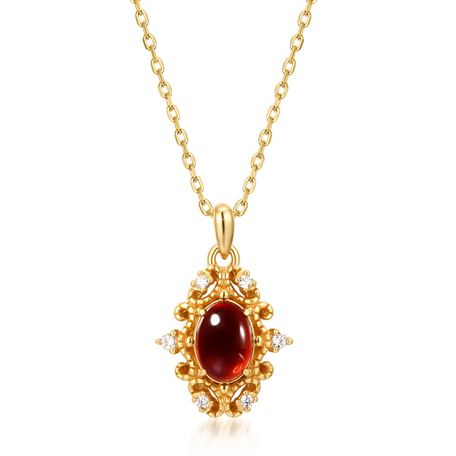 Vintage Ruby Garnet Necklace - Gift Set