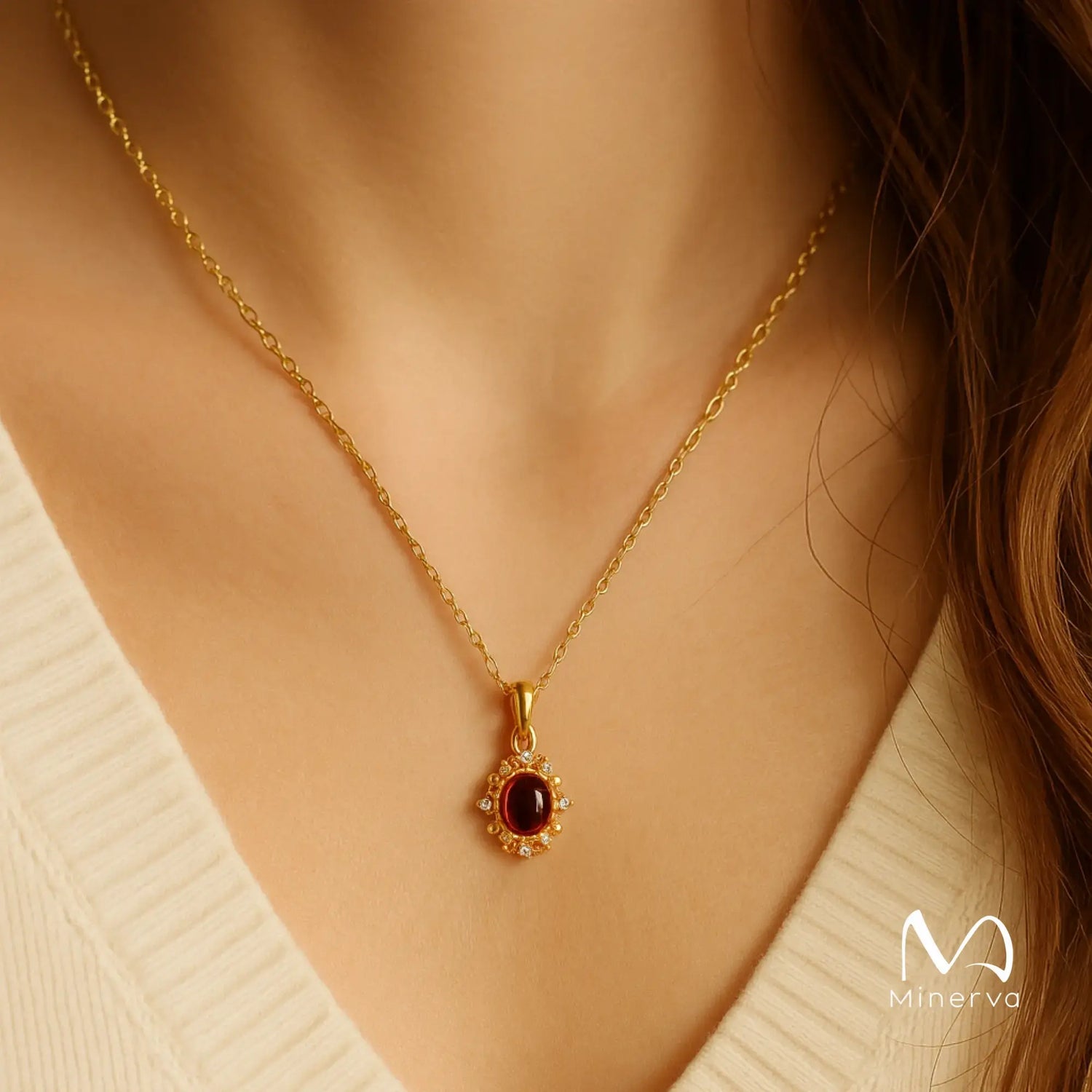Vintage Ruby Garnet Necklace - Gift Set