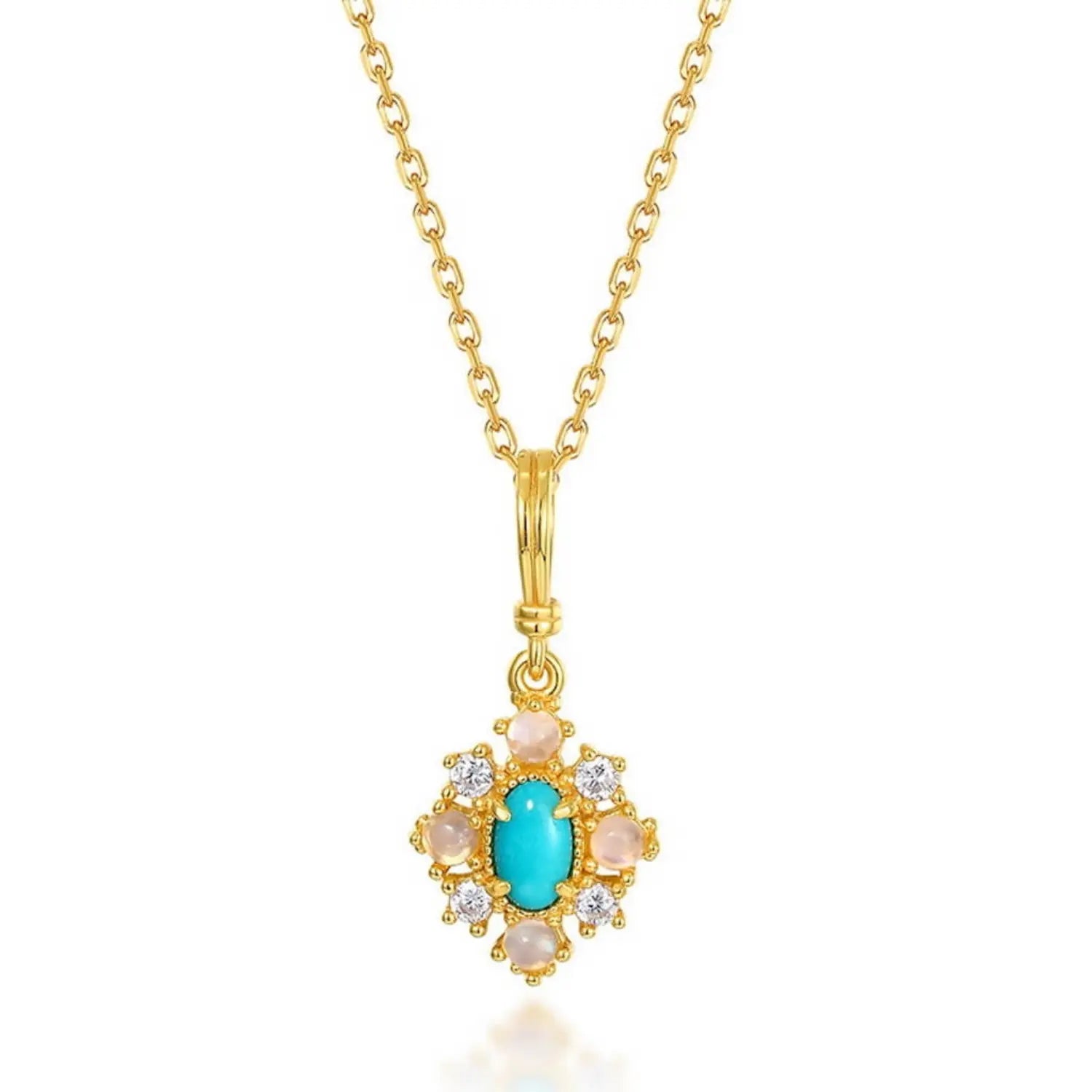 Turquoise Necklace with Opal and Diamond Elegance