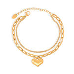 Baroque Double-Layered Heart Chain Bracelet - Minerva Jewelry