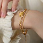 Baroque Double-Layered Heart Chain Bracelet - Minerva Jewelry