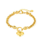 Heart Charm Bracelet Yellow Gold- Minerva Jewelry