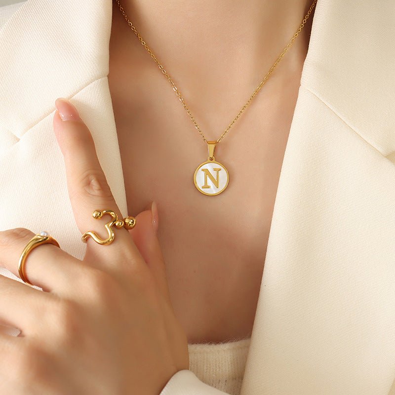 Initial Mother of Pearl Necklaces（18K Gold Plated） - Minerva Jewelry