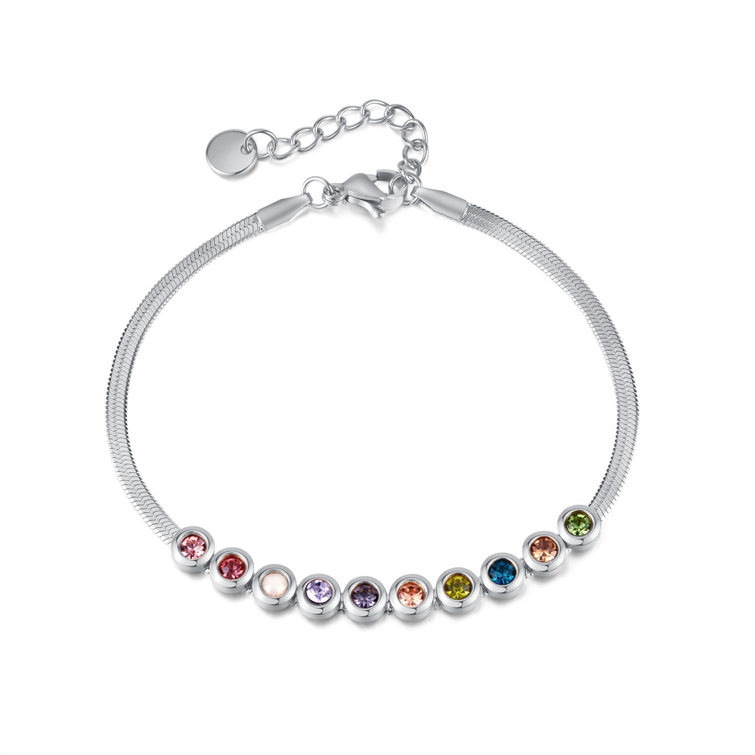 Multi Gemstone Bracelet White Gold- Minerva Jewelry