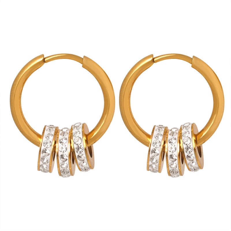 Triple Diamond Hoop Earrings - Minerva Jewelry